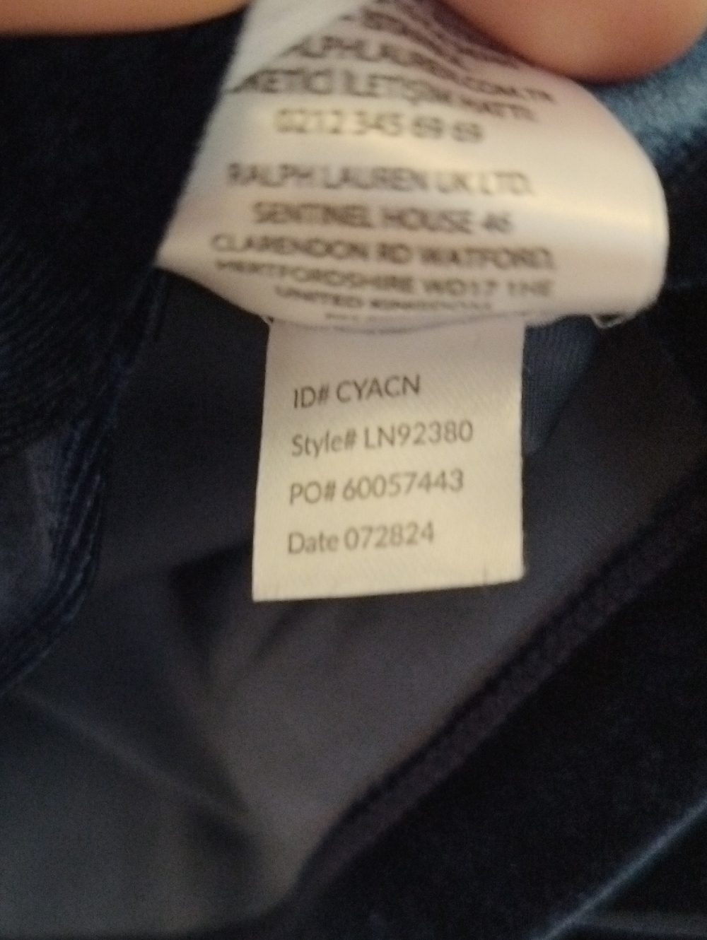 Lauren Ralph Crest Monogram Velvet Button-Front Loose Pajama Top in Navy - Small - Picture 7 of 8